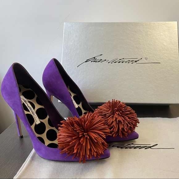 Brian Atwood Alis Pom Pom Pump, Size US 7.5 - Picture 1 of 6